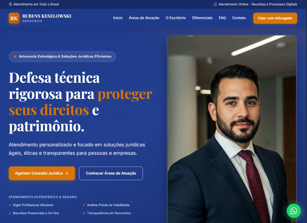Captura de tela do site Rubens Keselowski Advocacia
