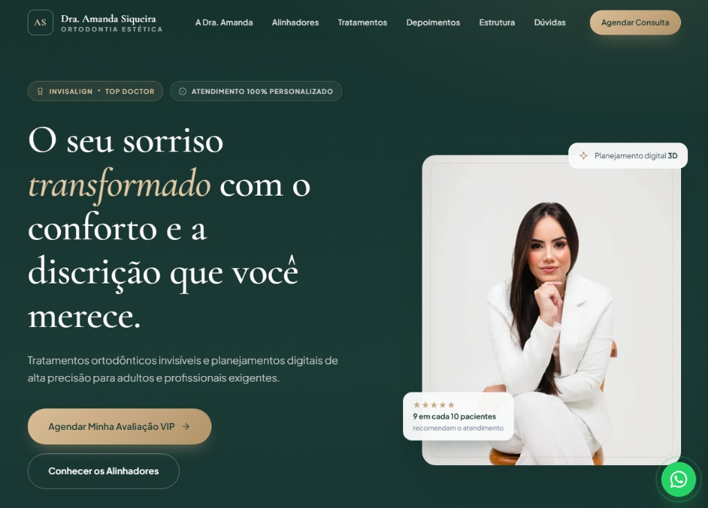 Captura de tela do site Dra. Amanda Siqueira