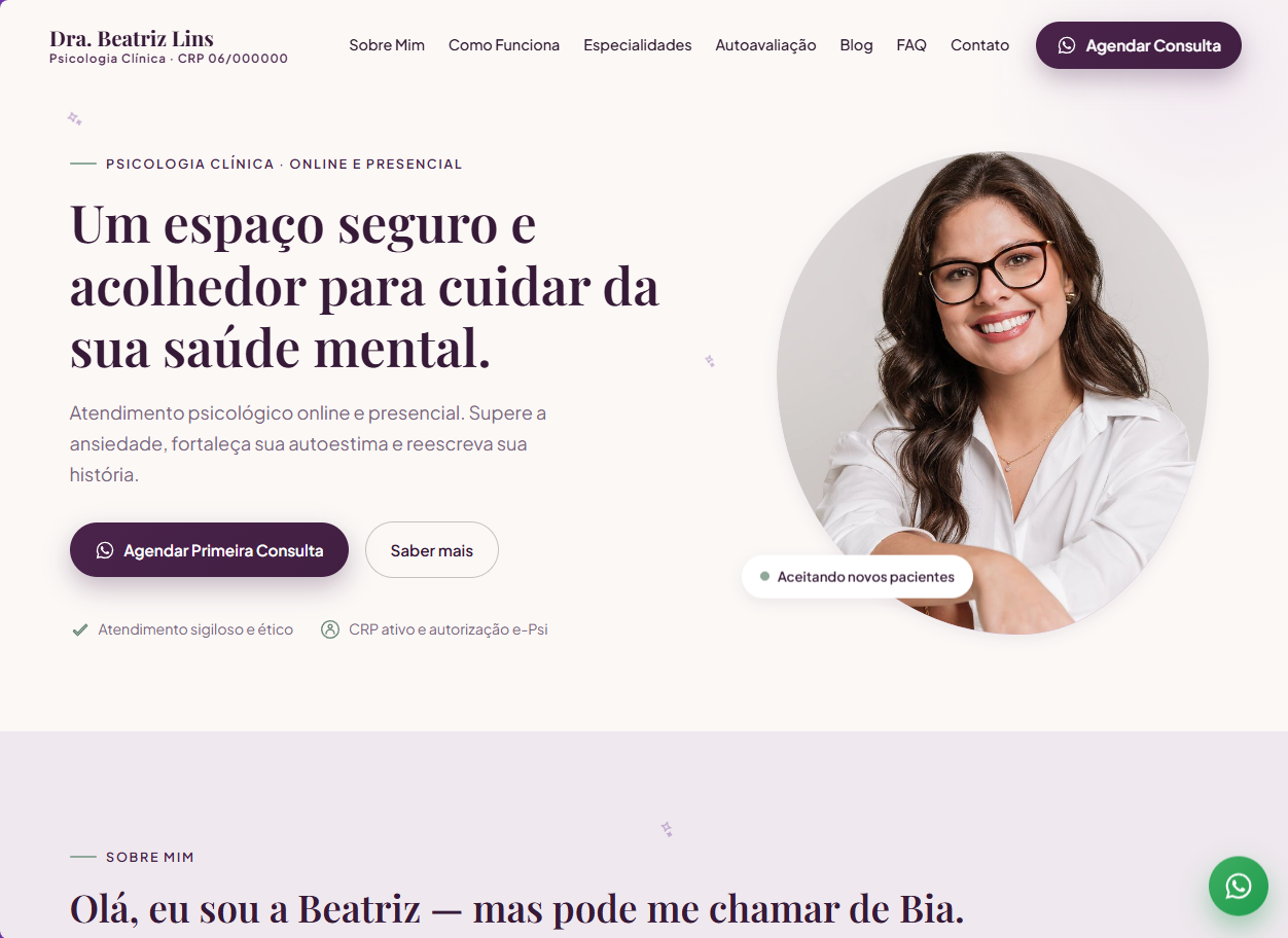 Captura de tela do site Dra. Beatriz Lins
